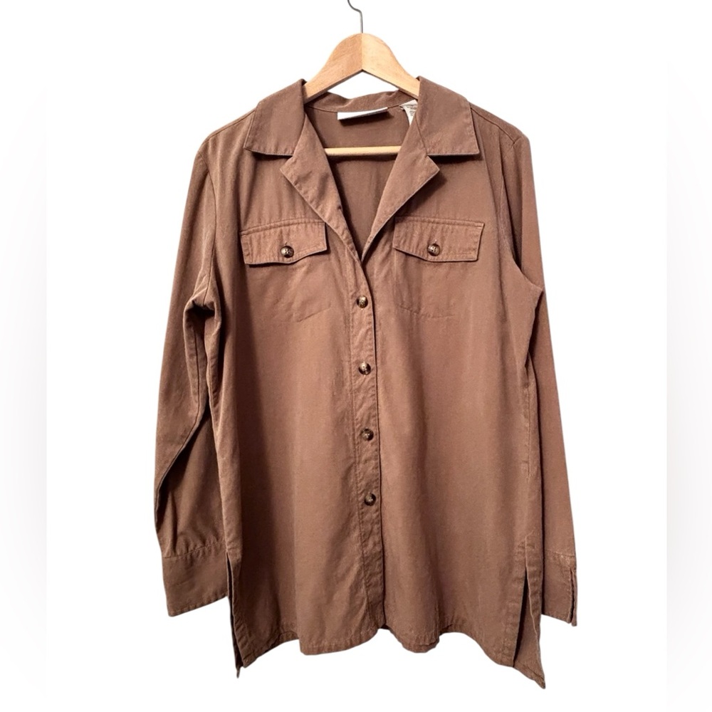 Tencel Cotton Khaki Button Down Shirt Sz M